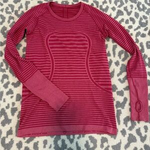 Lululemon Athletica Pink Striped Long Sleeve Top